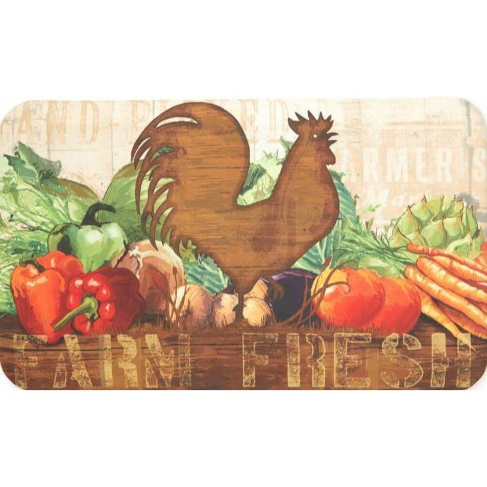 ANTI FATIGUE KITCHEN CUSHION MAT(18"x30")(Not PVC) ROOSTER & FARM VEGGIES,SS,APM